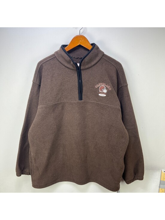 Other - Vintage Cleveland Browns Brown Half Zip Fleece Sweater XL